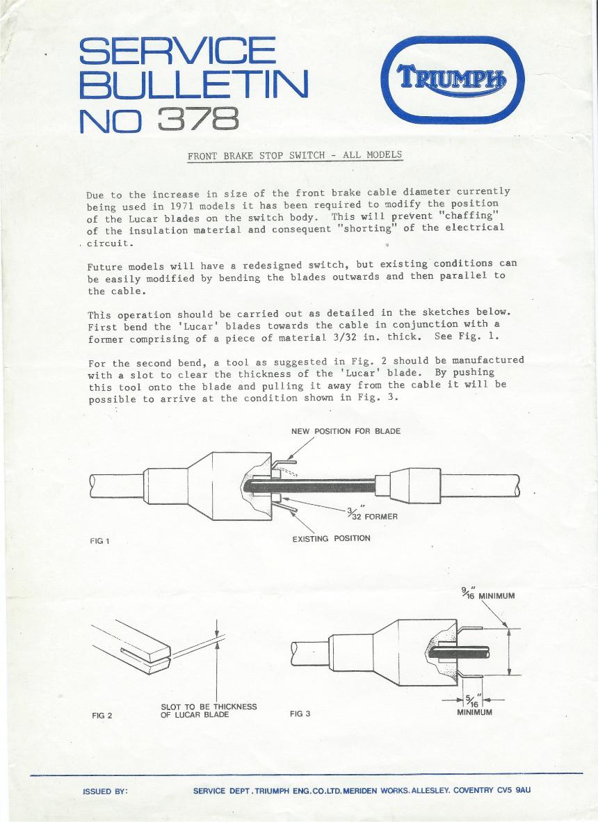 Service Bulletins horn with relay wiring diagram bsa 